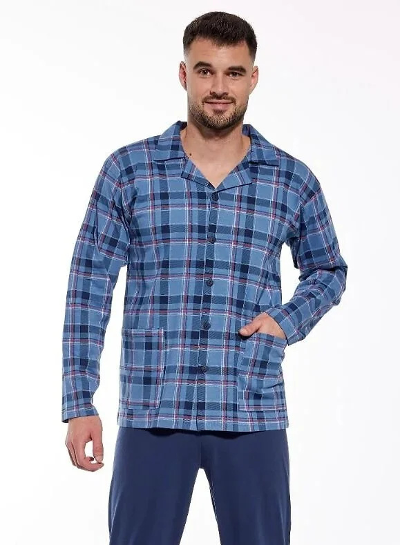 Cornette pyžamo 114/68 M-2XL pánské pyžamo na zip džínovina XXL