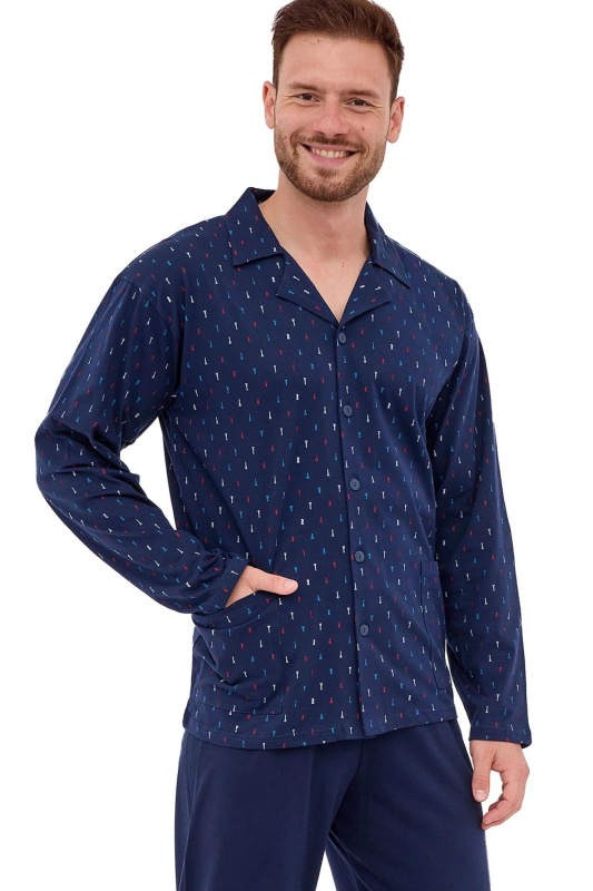 Pánské pyžamo 114/71 plus - CORNETTE tmavě modrá 3XL