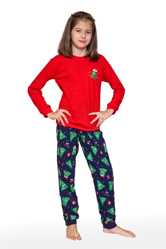 Dívčí pyžamo GIRL YOUNG 592/182 CHRISTMAS TREE červená 140