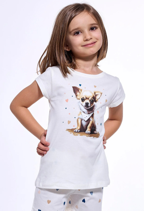 Pyžamo Cornette Kids Girl 787/108 Čivava kr/r 86-128 ecru 86-92