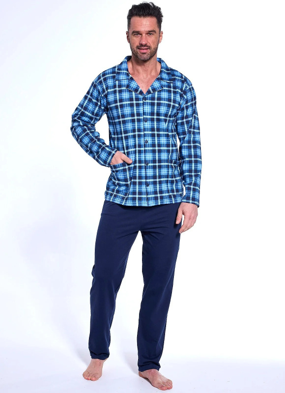 Cornette pyžamo 114/76 M-2XL pánské pyžamo na zip tmavě modrá L