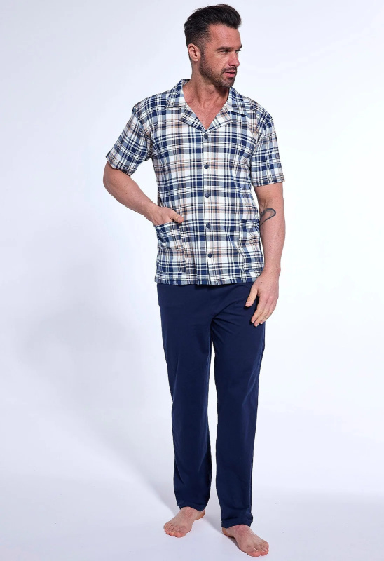 Pyžamo Cornette 318/54 cr/r M-2XL pánské rozepínací tmavě modrá S
