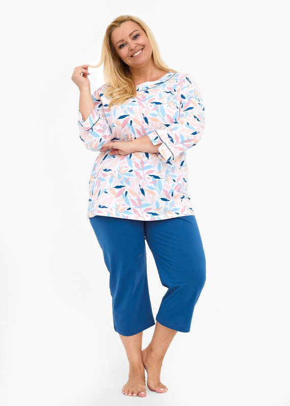 Cornette 732/452 Amelia 2 3/4 3XL-5XL dámské pyžamo white-marine 5XL