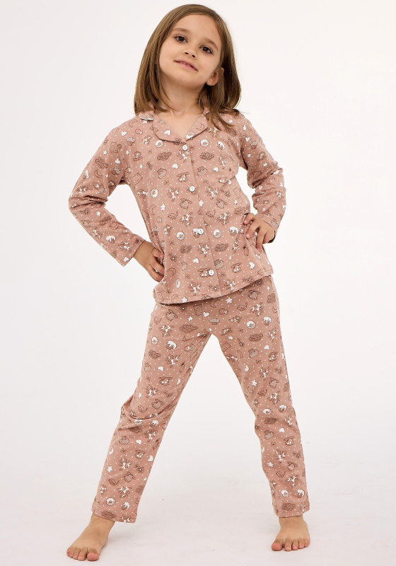 Pyžamo Cornette Kids Girl 972/195 Smile 4 l/r 86-128 mocca 122-128