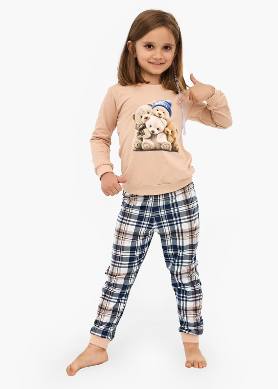 Cornette Young Girl pyžamo 594/187 Bears l/r 86-128 béžová 98-104
