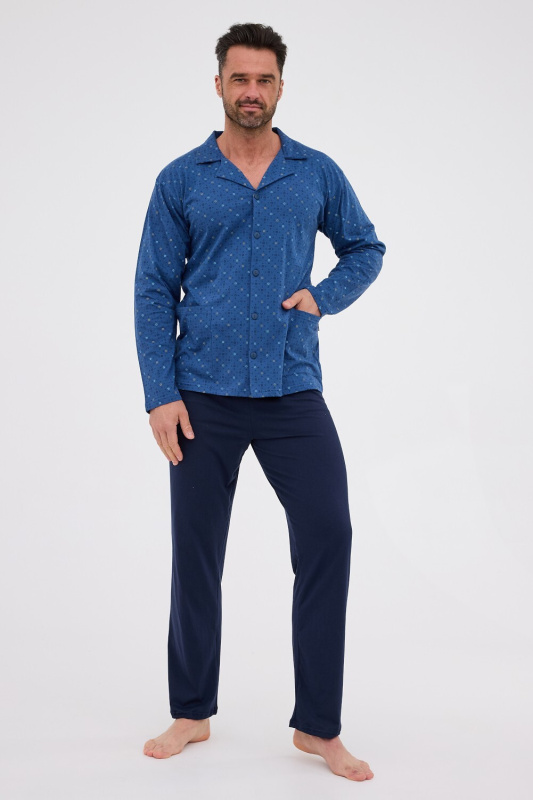 Cornette pyžamo 114/78 dlouhé/r S-2XL pánské rozepínací džínovina L