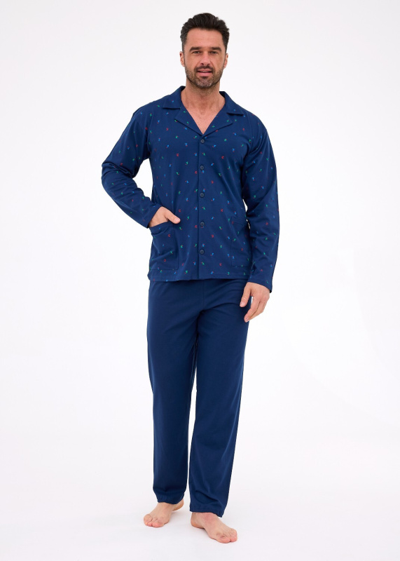Cornette pyžamo 114/79 dlouhé/r S-2XL pánské rozepínací tmavě modrá XXL