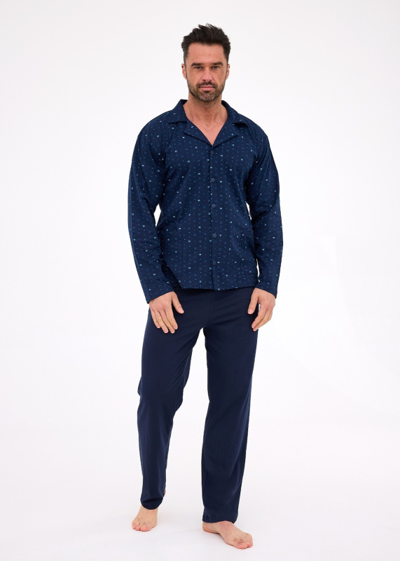 Cornette pyžamo 114/80 délka/r S-2XL pánské rozepínací tmavě modrá XXL