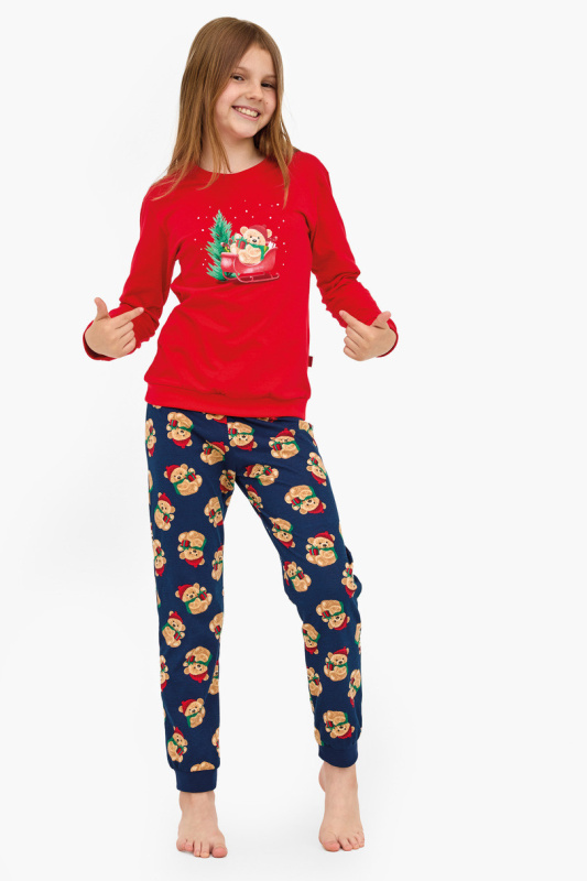 PYŽAMO DÍVKA MLADÁ DR 592/186 TEDDY červená 164