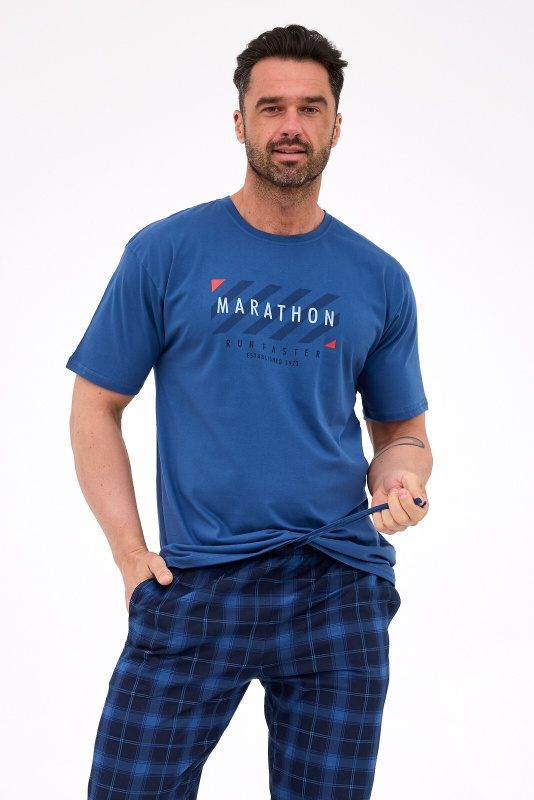 Pyžamo Cornette 462/302 Marathon 2 kr/r S-2XL pánské džínovina S