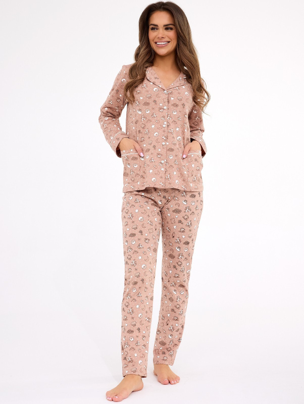 Cornette 482/434 Smile 4 l/r S-2XL dámské rozepínací pyžamo béžová XXL