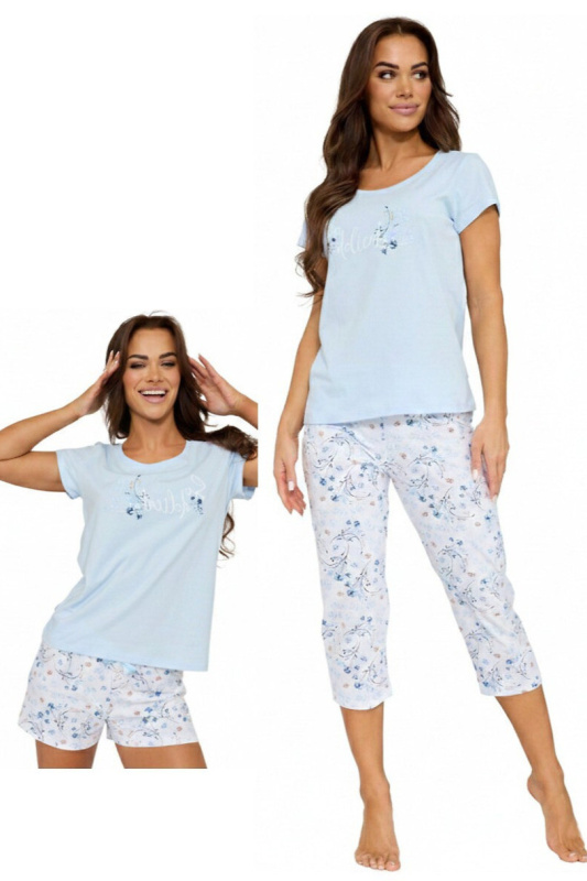 DÁMSKÉ PYŽAMO KR 466/344 SO DELICATE 3-PACK modrá M