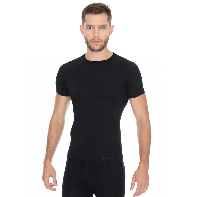 Pánské tričko Brubeck Active Wool s krátkým rukávem Black XXL