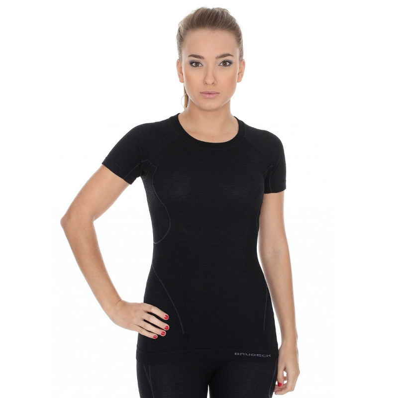 Dámské tričko Brubeck Active Wool s krátkým rukávem Black L