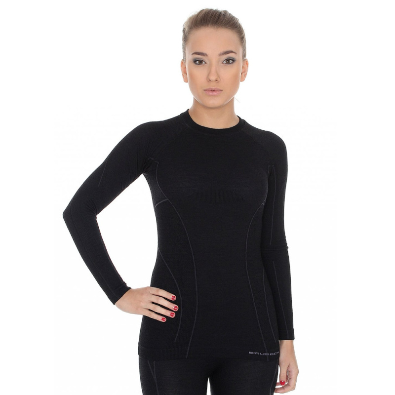 Dámské tričko Brubeck Active Wool s dlouhým rukávem Black S