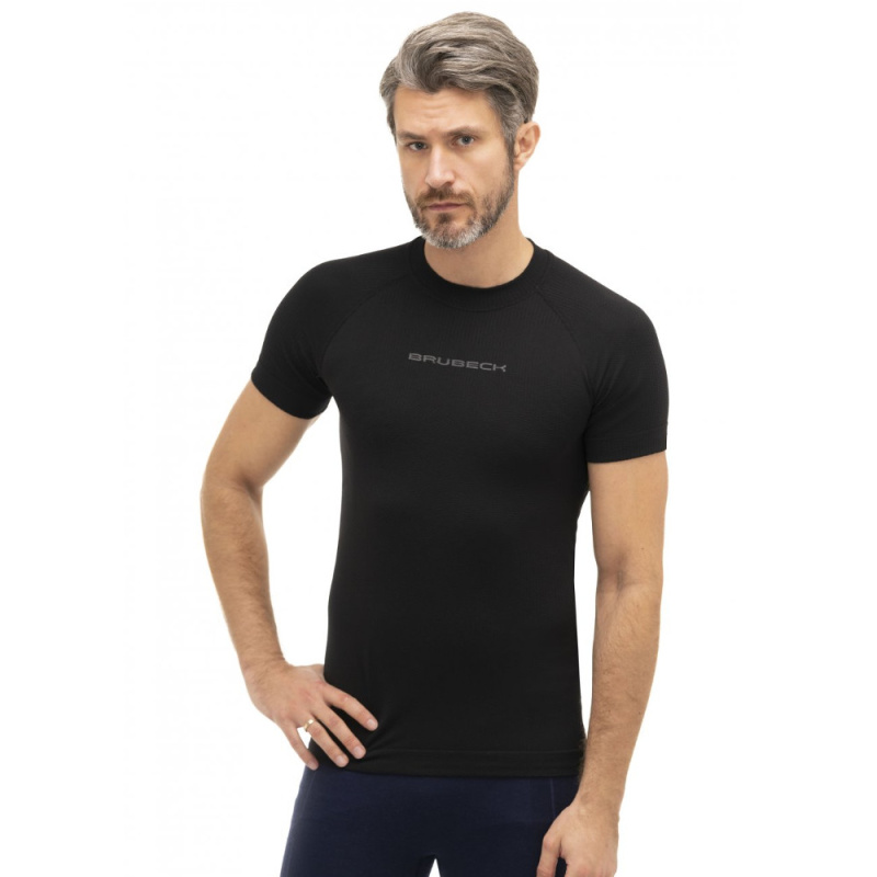 Pánské triko Brubeck 3D Run PRO s krátkým rukávem Black XXL