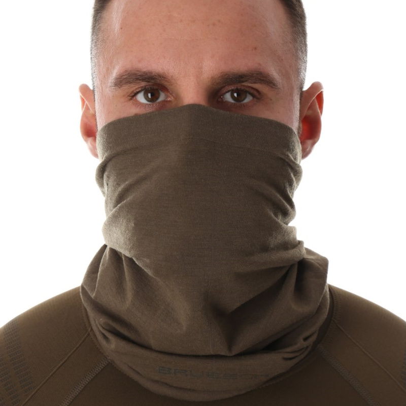 Multifunkční šátek Brubeck Merino KM10360 Khaki L/XL