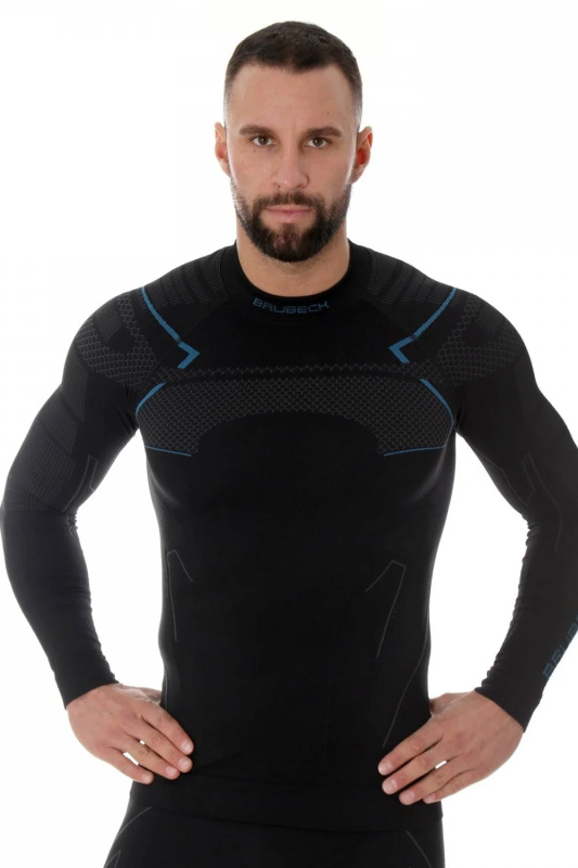 Pánské triko Brubeck Thermo s dlouhým rukávem Black/Blue M