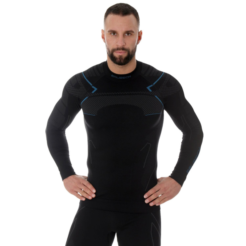 Pánské triko Brubeck Thermo s dlouhým rukávem Black/Blue M
