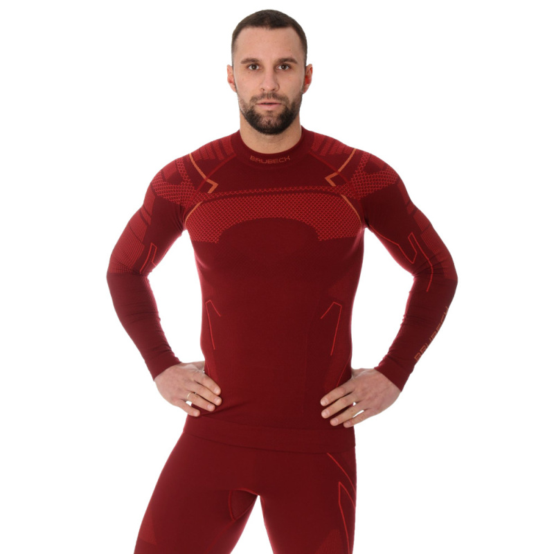 Pánské triko Brubeck Thermo s dlouhým rukávem Burgundy S
