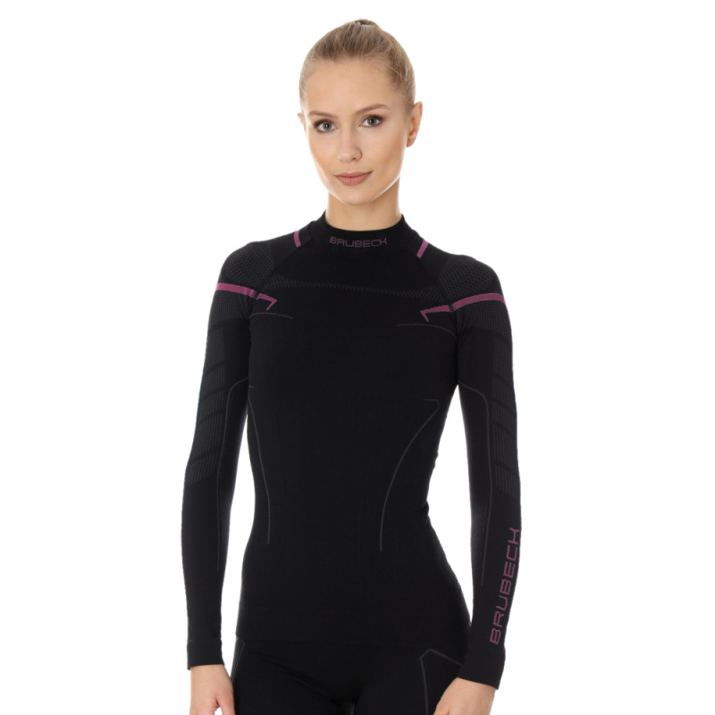 Dámské triko Brubeck Thermo s dlouhým rukávem Black/Pink L