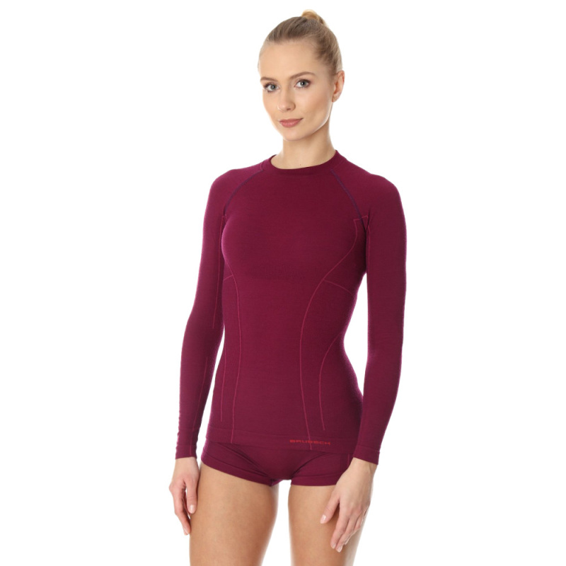 Dámské tričko Brubeck Active Wool s dlouhým rukávem Plum L