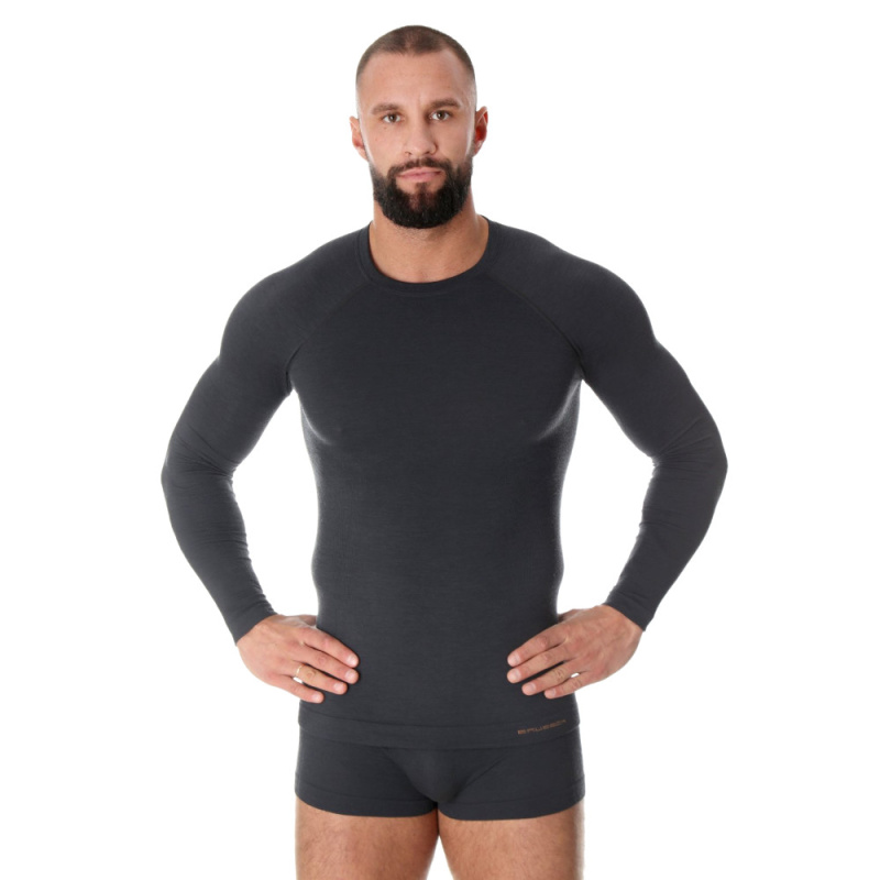 Pánské tričko Brubeck Active Wool s dlouhým rukávem Graphite M
