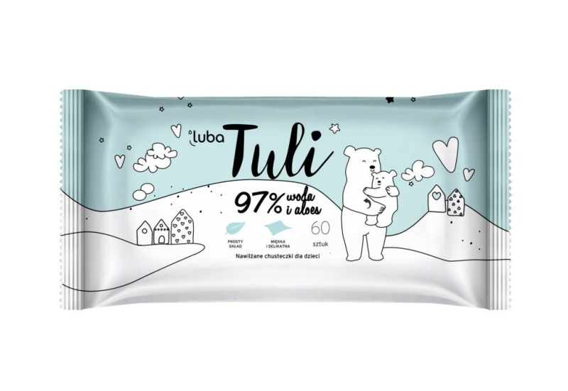 LUBA Tuli dětské vlhčené ubrousky s 97 % vody a aloe vera , 60 ks