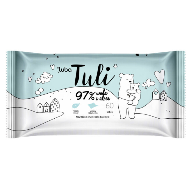 LUBA Tuli dětské vlhčené ubrousky s 97 % vody a aloe vera , 60 ks