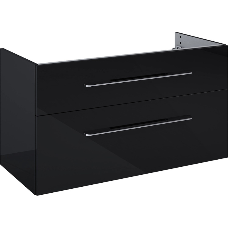 Maximus Skříňka pod umyvadlo Madrid, 2 zásuvky, černá + stříbrné úchytky, 100 cm