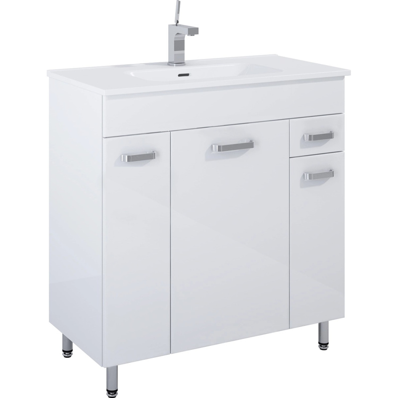 Maximus Skříňka pod umyvadlo Eve, 3 dvířka 1 zásuvka, lesklá bílá, 80 cm