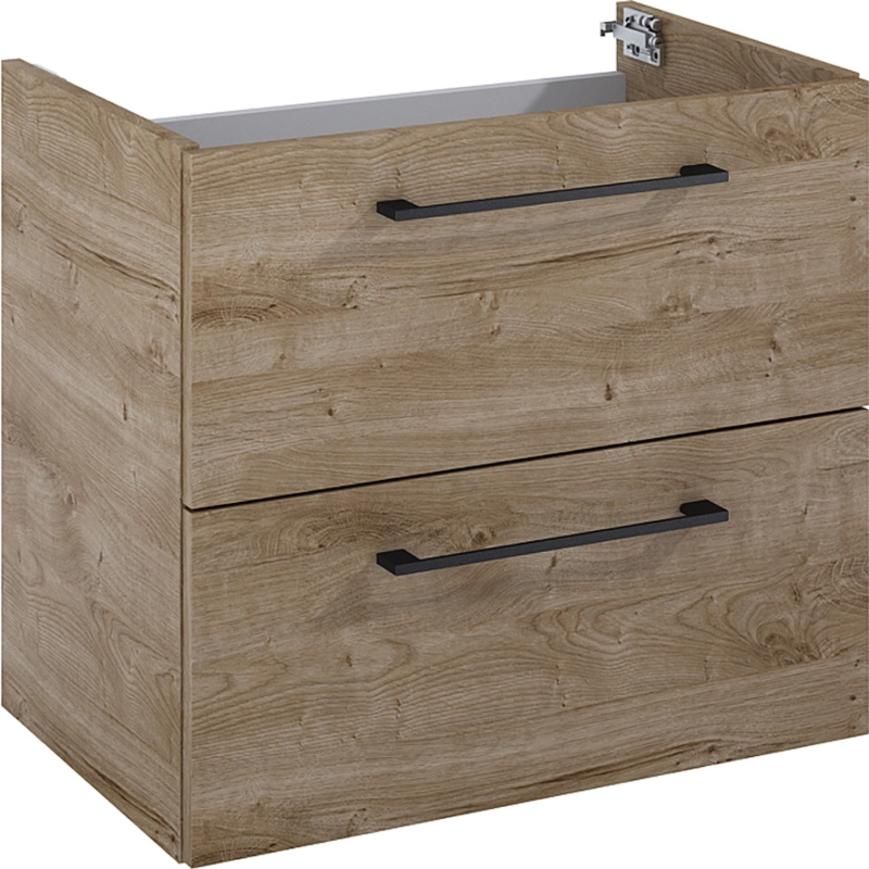 Maximus Skříňka pod umyvadlo Cheese, 2 zás., dub Canela + černé úchytky, 60 cm