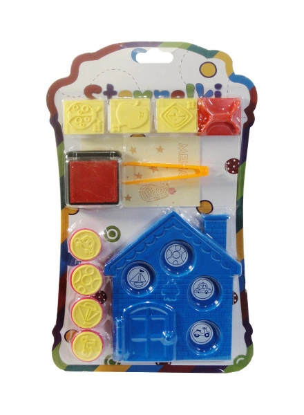 Barevná sada razítek s domečkem a příslušenstvím