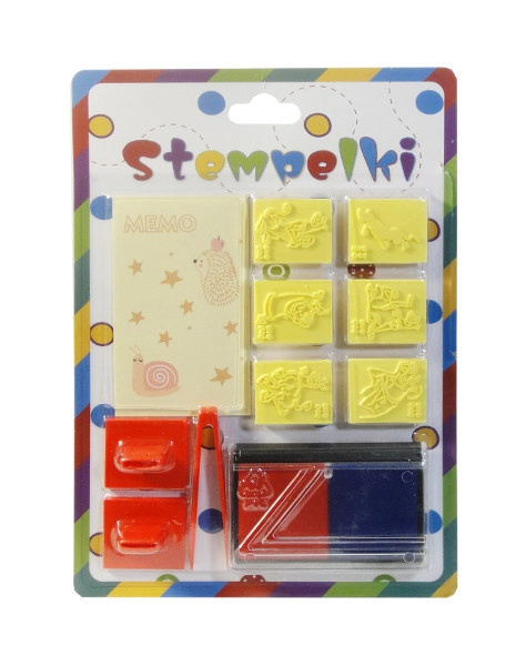 Barevná sada razítek s houbičkou a pinzetou