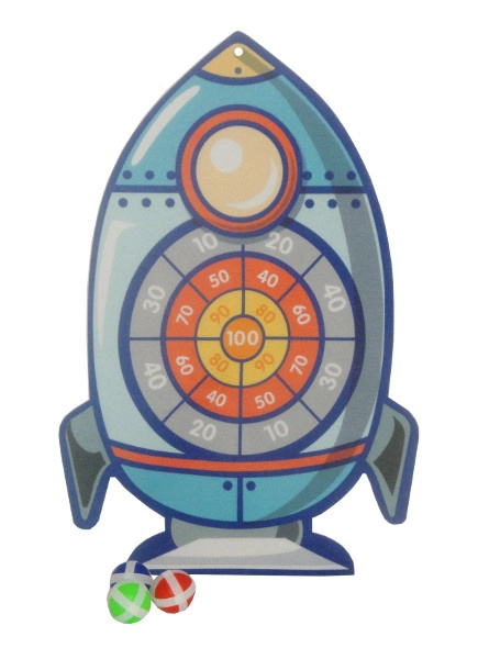 Dětská házecí terčová hra s raketou na suchý zip