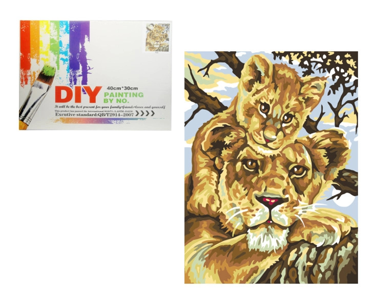 Malování podle čísel – lvice s mládětem