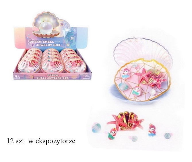 Dětská šperková sada v mušličce – prstýnky a sponka do vlasů