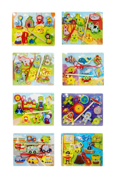 Dřevěné puzzle s magnetickou rybářskou udicí - 1 kus