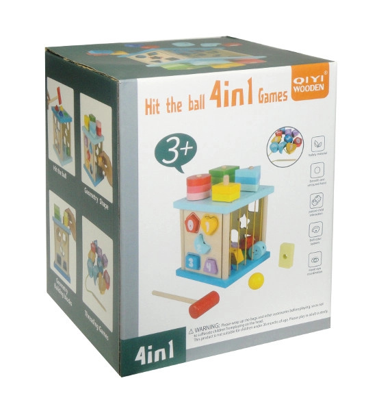 Dřevěný vzdělávací sorter 4v1 pro děti