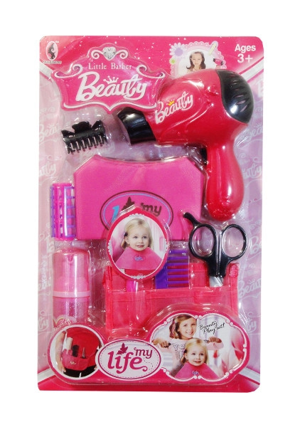 Kadeřnická sada s růžovou zástěrou pro děti