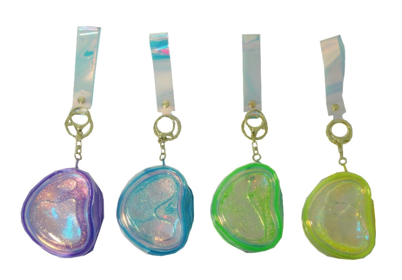 Transparentní peněženka 2v1 s přívěskem a třpytivým pískem