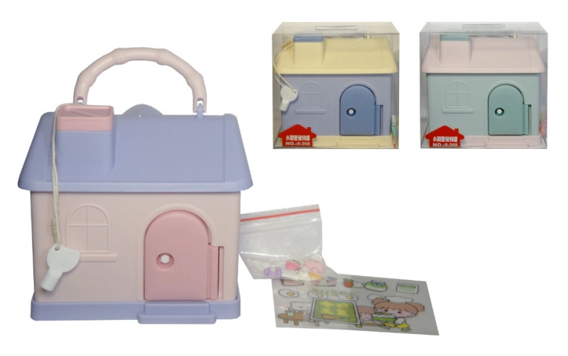 Pokladnička domeček na klíček s uchem pro děti