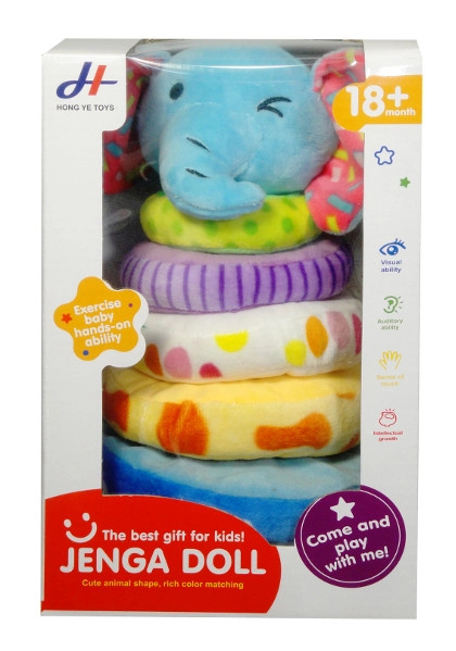 Plyšová stohovací pyramida se slůnkem pro batolata