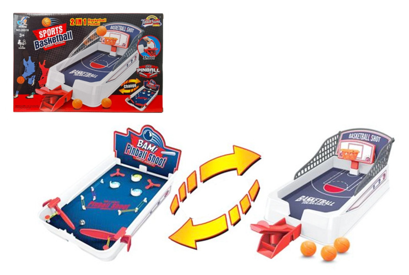 Stolní hra dovednostní 2v1 pinball a basketbal