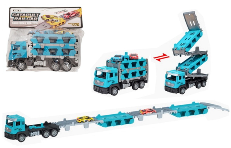 Přepravník aut s rozkládací dráhou – sada nákladního auta a 2 autíček