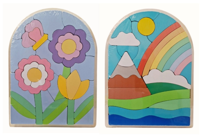 Dřevěné puzzle s barevným obrázkem - 1 kus