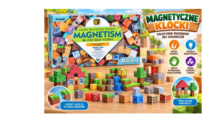 Magnetické stavební kostky s pixelovými motivy