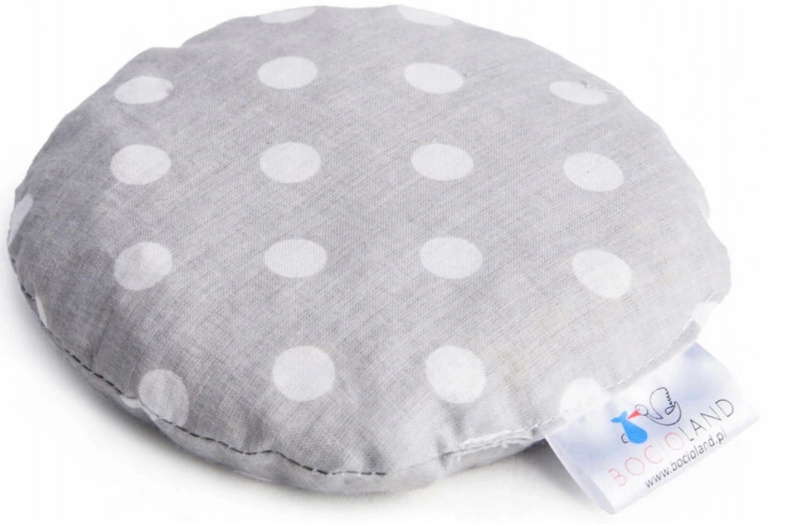 BocioLand Malý nahřívací polštářek s třešňovými pecičkami, termofor - Puntíky v šedé