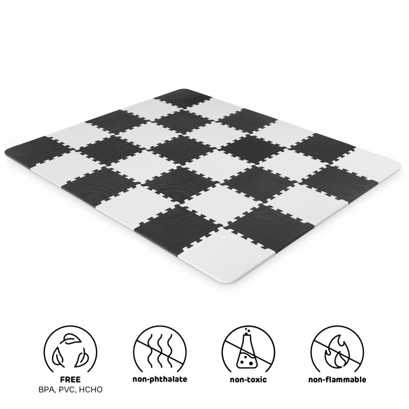Kinderkraft Podložka pěnové puzzle Luno Black 30 ks 150x180 cm