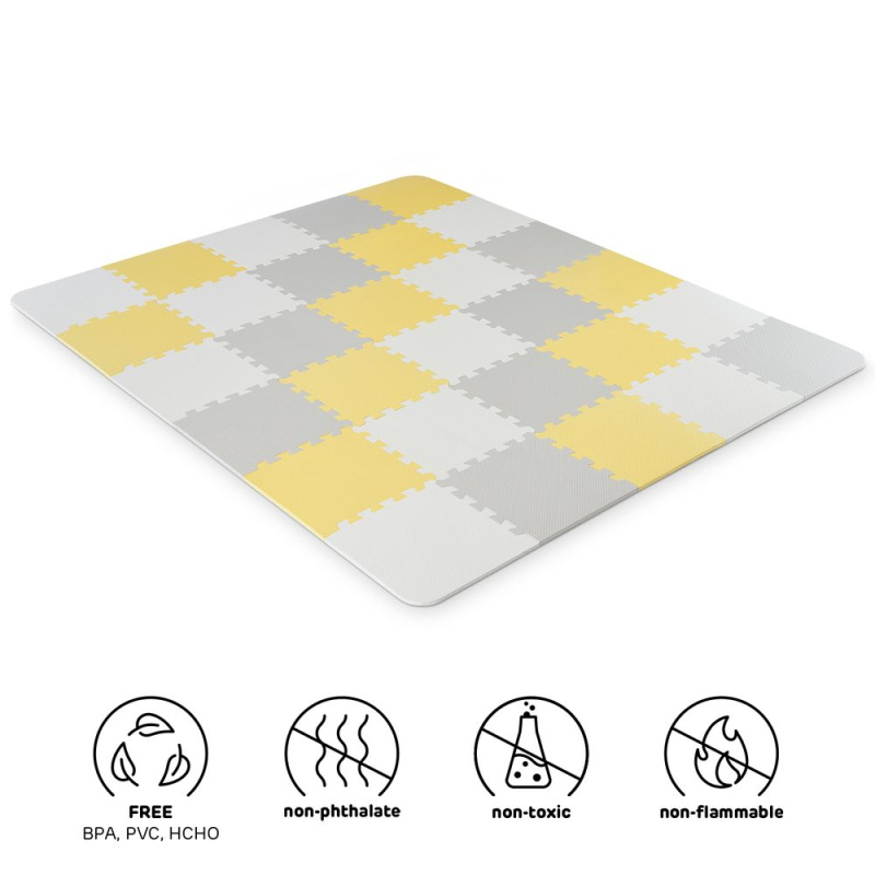 Kinderkraft Podložka pěnová puzzle Luno 150 x 180 cm Yellow, 30 ks